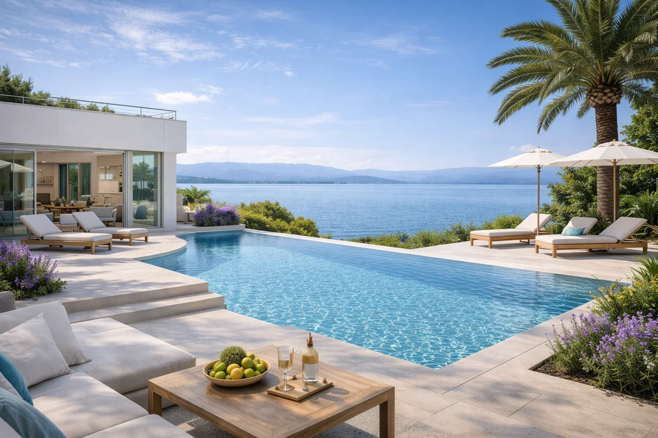 Kristalno čist bazen uz luksuznu vilu u Zadru